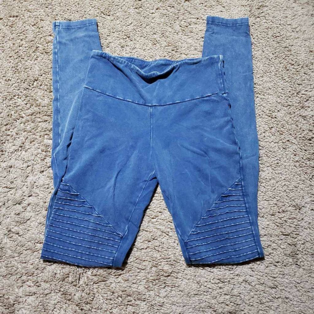 Cotton On Womens Moto Leggings Blue Distressed Pull On Stretch XS